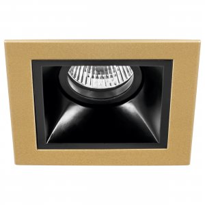 Чёрно-золотой встраиваемый прямоугольный светильник «Domino Quadro»