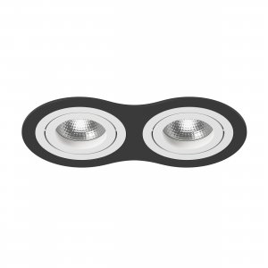 Чёрно-белый двойной встраиваемый круглый поворотный светильник «Intero 16 Double»