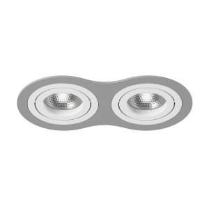 Серо-белый двойной встраиваемый круглый поворотный светильник «Intero 16 Double»