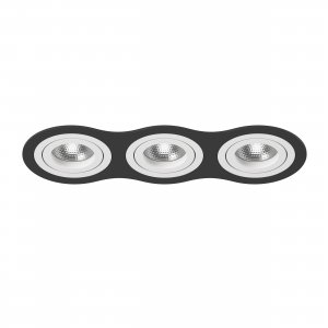 Чёрно-белый тройной встраиваемый круглый поворотный светильник «Intero 16 Triple Round»