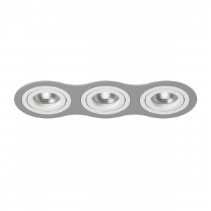 Серо-белый тройной встраиваемый круглый поворотный светильник «Intero 16 Triple Round»
