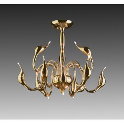 Потолочная люстра лебеди, цвет золото «Cigno Collo»