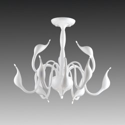 Люстра на штанге белые лебеди «Cigno Collo»