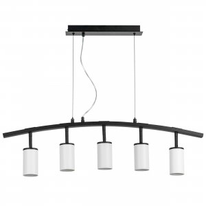 Чёрный длинный подвесной светильник с белыми спотами «Rullo»
