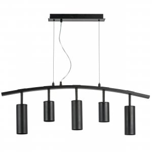 Чёрный длинный подвесной светильник со спотами «Rullo»
