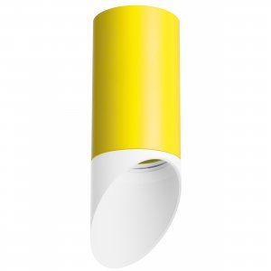 Жёлто-белый накладной потолочный светильник срезанный цилиндр «Rullo»