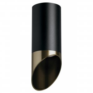 Накладной потолочный светильник срезанный цилиндр, чёрный/бронзовый «Rullo»
