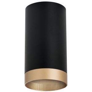 Накладной потолочный светильник цилиндр, чёрный/золотой «Rullo»