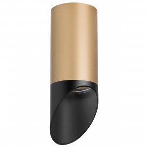Накладной потолочный светильник срезанный цилиндр, золотой/чёрный «Rullo»