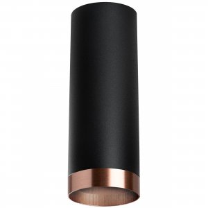 Накладной потолочный светильник цилиндр, чёрный/медный «Rullo»