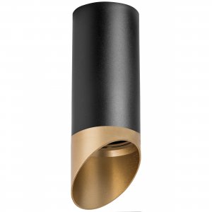 Накладной потолочный светильник срезанный цилиндр, чёрный/золотой «Rullo»
