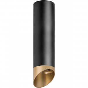 Накладной потолочный светильник срезанный цилиндр, чёрный/золотой «Rullo»