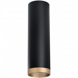 Накладной потолочный светильник цилиндр, чёрный/золотой «Rullo»