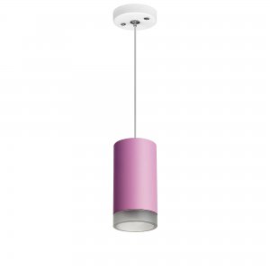 Бело-розовый подвесной светильник цилиндр «Rullo»
