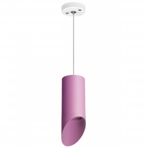Подвесной светильник срезанный цилиндр, белый/розовый «Rullo»