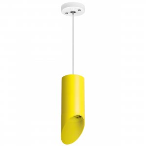 Подвесной светильник срезанный цилиндр, белый/жёлтый «Rullo»