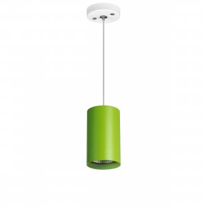 Подвесной светильник цилиндр, белый/зелёный «Rullo»