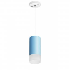 Подвесной светильник цилиндр, белый/голубой «Rullo»