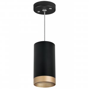Подвесной светильник цилиндр, чёрный/золотой «Rullo»