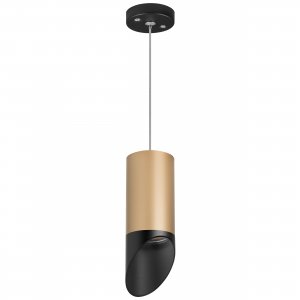 Подвесной светильник срезанный цилиндр чёрный с золотом «Rullo»