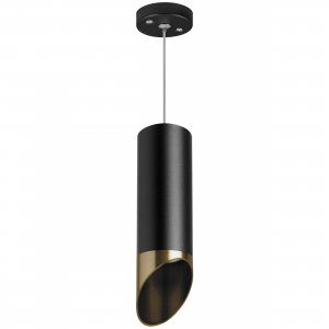 Подвесной светильник срезанный цилиндр, чёрный/бронзовый «Rullo»