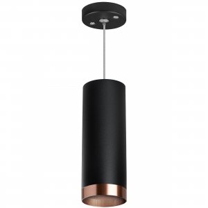 Подвесной светильник цилиндр, чёрный/медный «Rullo»