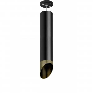 Подвесной светильник срезанный цилиндр, чёрный/бронзовый «Rullo»