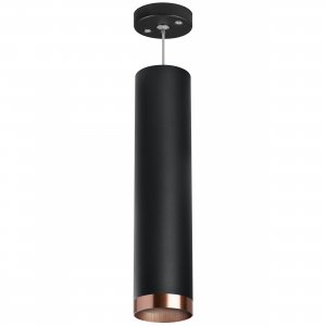 Подвесной светильник цилиндр, чёрный/медный «Rullo»