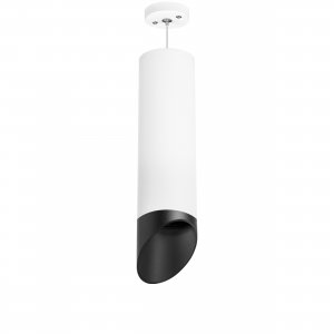 Бело-чёрный подвесной светильник срезанный цилиндр «Rullo»