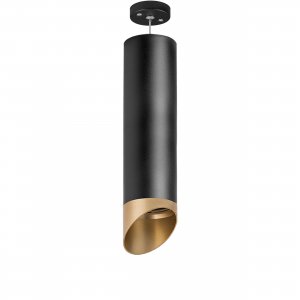 Подвесной светильник срезанный цилиндр, чёрный/золотой «Rullo»