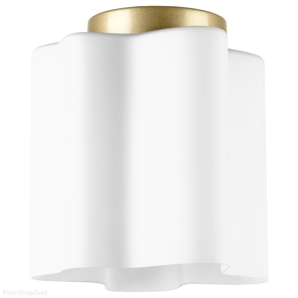 Потолочный светильник с золотым основанием и белым волнистым плафоном «Nubi» 802013