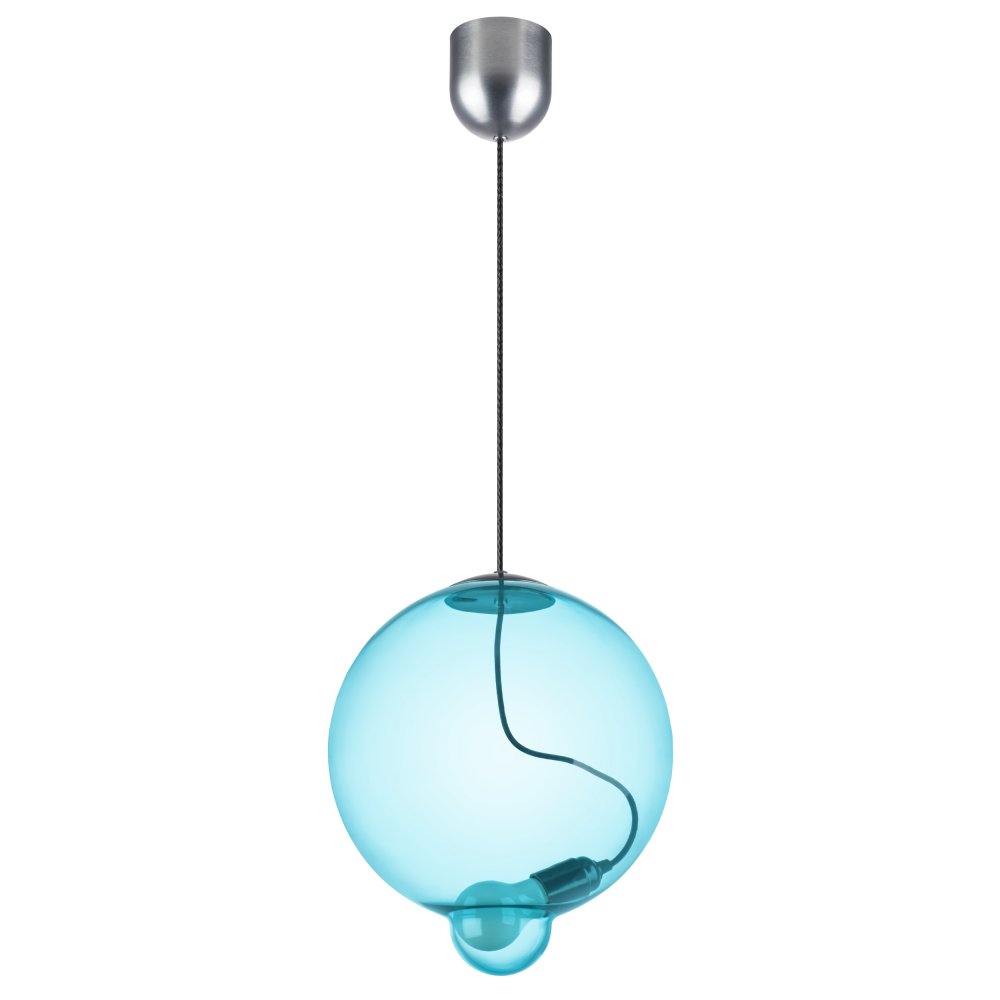 Голубой подвесной светильник с плафоном шар 30см «Colore» 805305