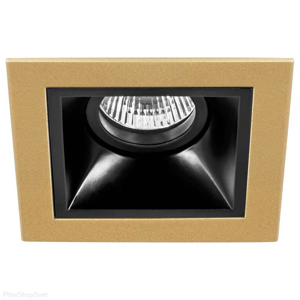 Чёрно-золотой встраиваемый прямоугольный светильник «Domino Quadro» D51307
