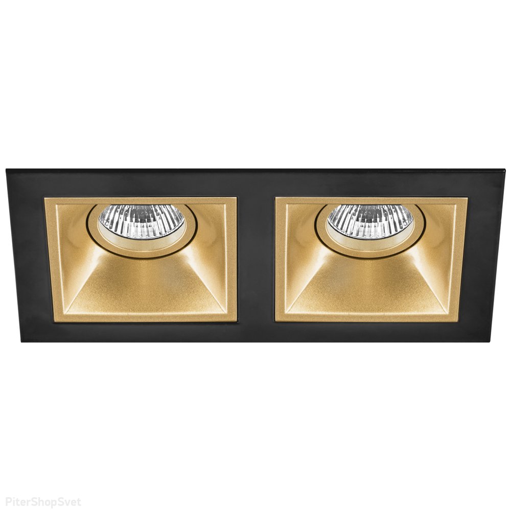 Двойной встраиваемый прямоугольный светильник, чёрный/золотой «Domino» D5270303