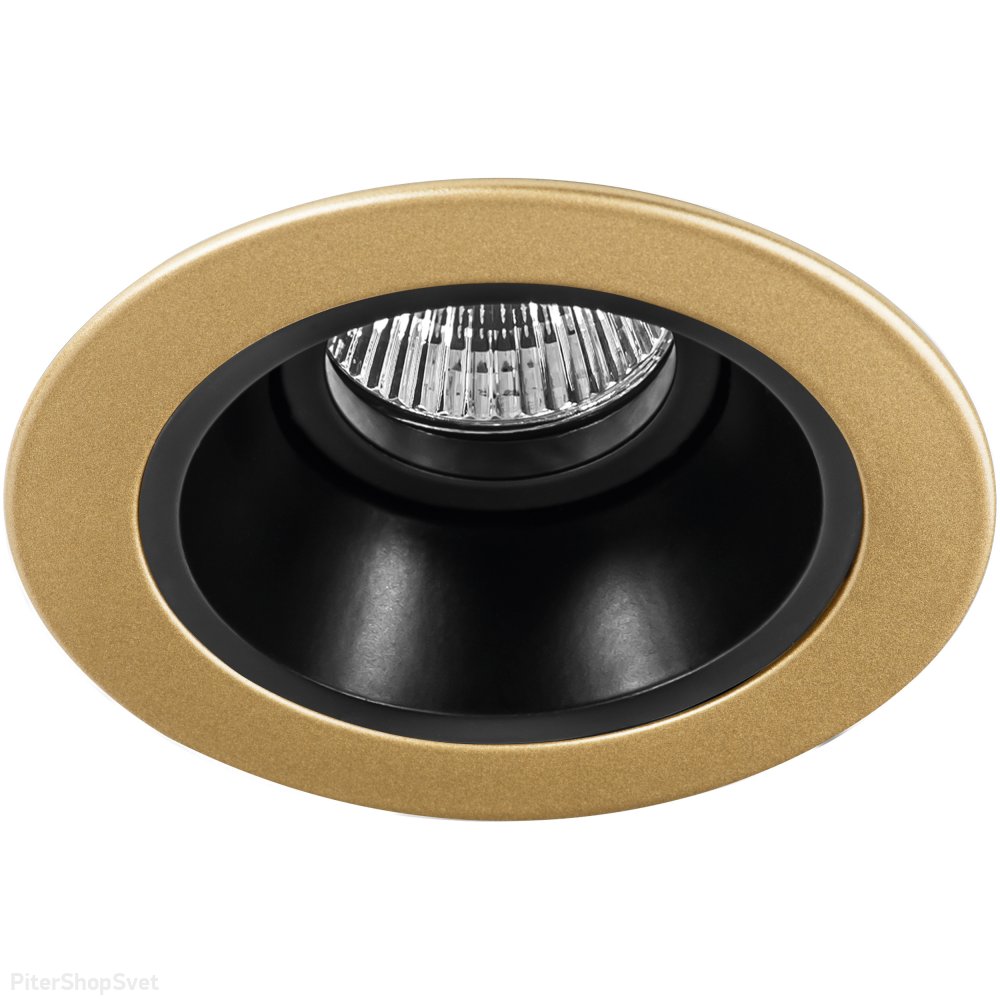 Чёрно-золотой круглый встраиваемый светильник «Domino Round» D61307