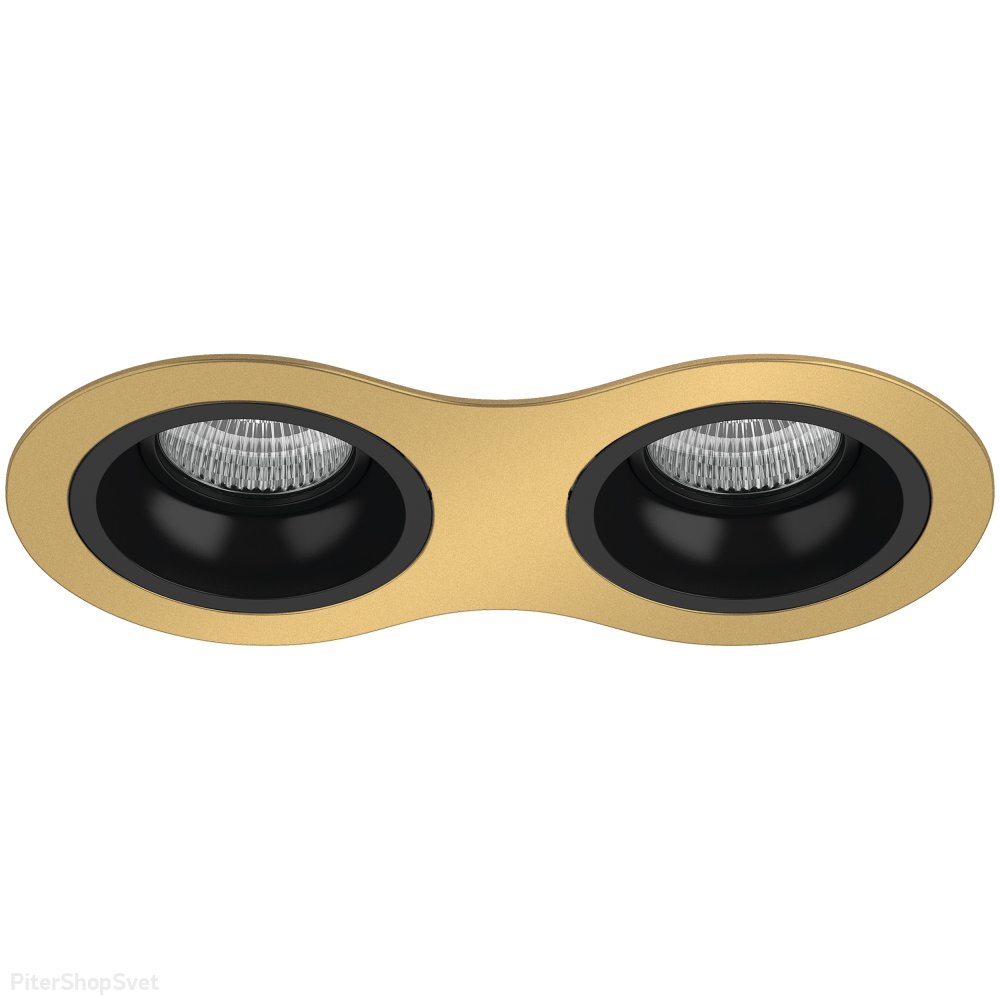 Двойной чёрно-золотой встраиваемый светильник «Domino Round» D6230707