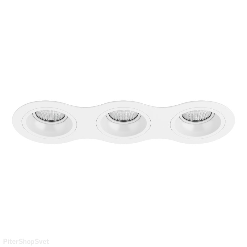 Тройной белый встраиваемый светильник «Domino» D636060606