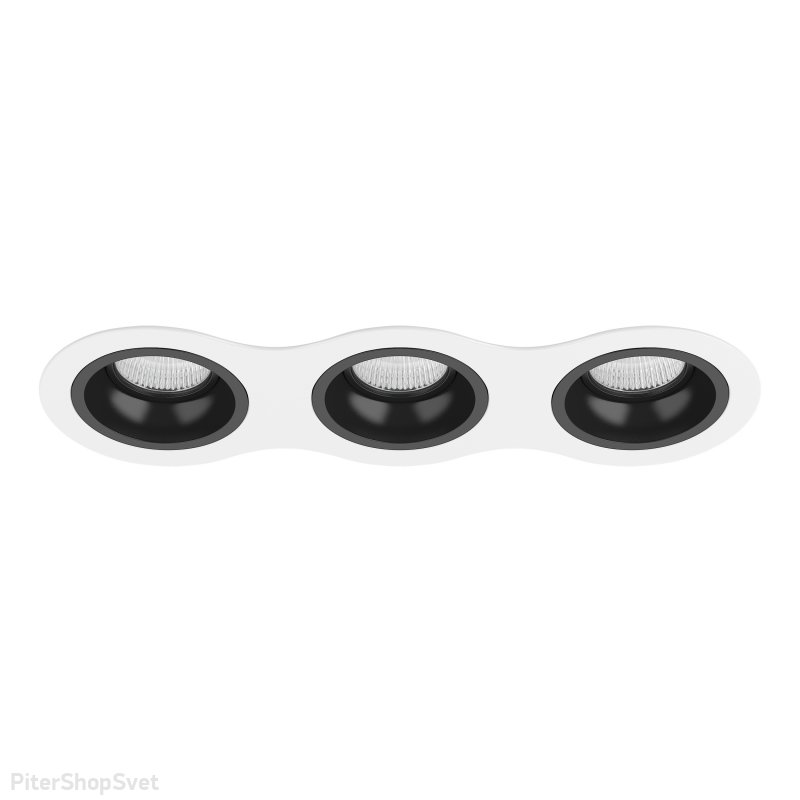 Тройной бело-чёрный встраиваемы светильник «Domino» D636070707