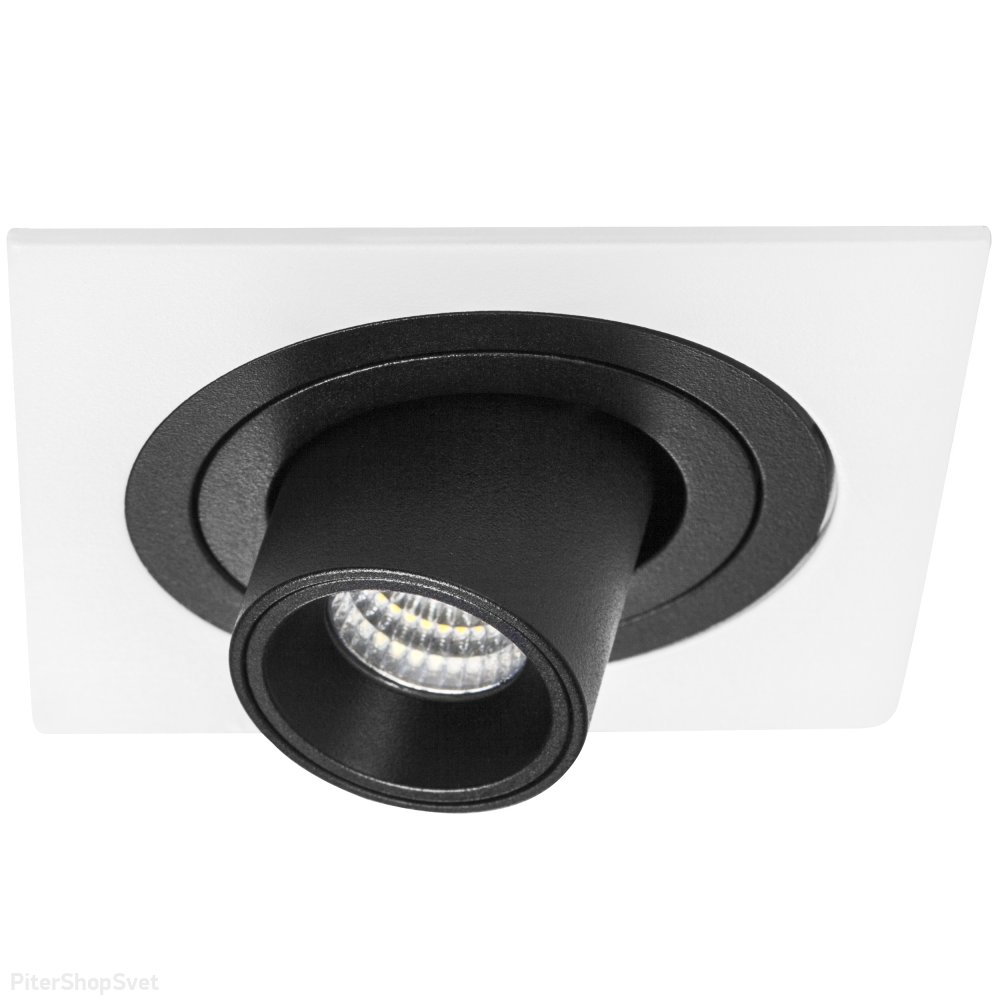 7Вт 3000К бело-чёрный квадратный встраиваемый поворотный светильник «Intero Tubo Led» i516172