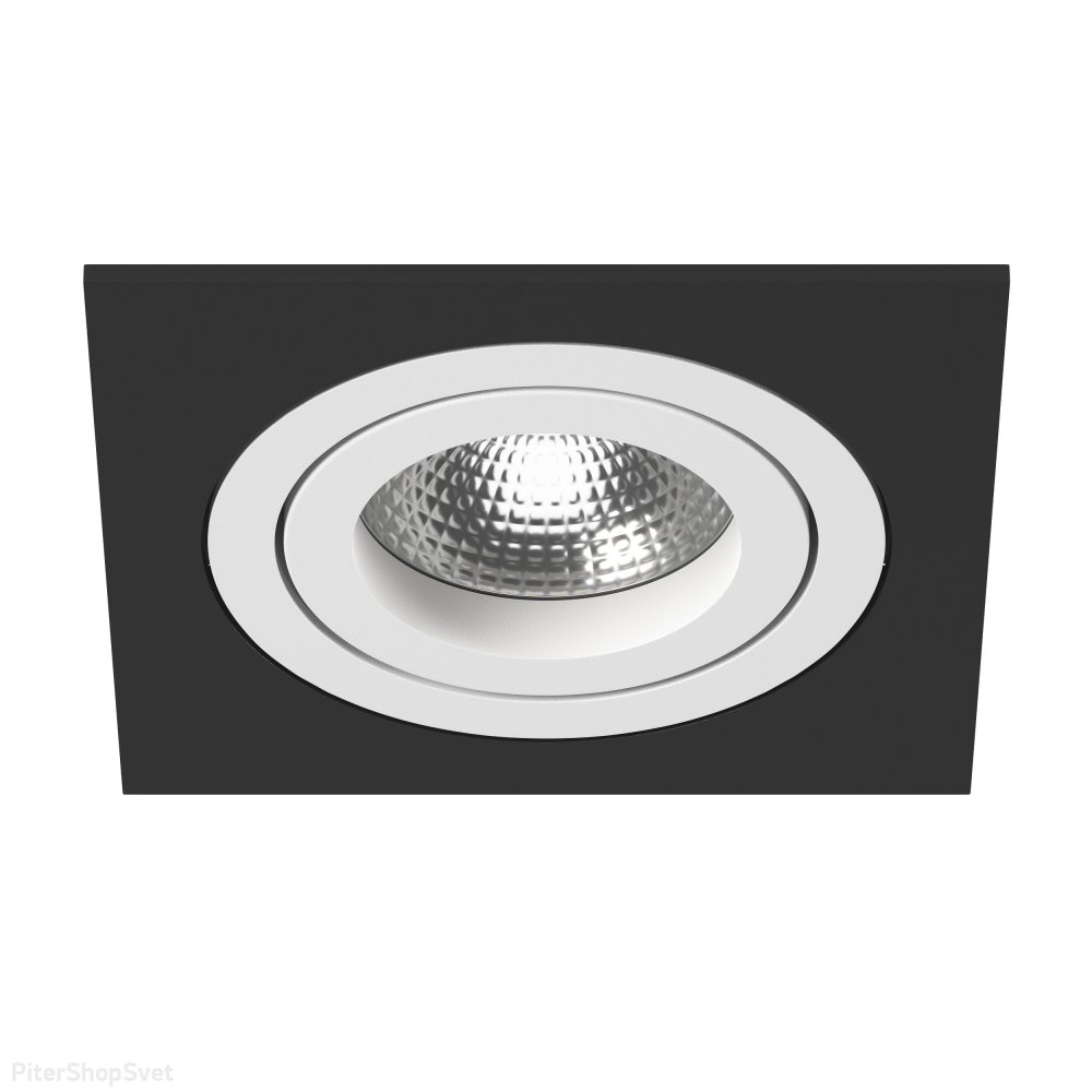 Чёрно-белый квадратный встраиваемый поворотный светильник «Intero 16 Quadro» i51706