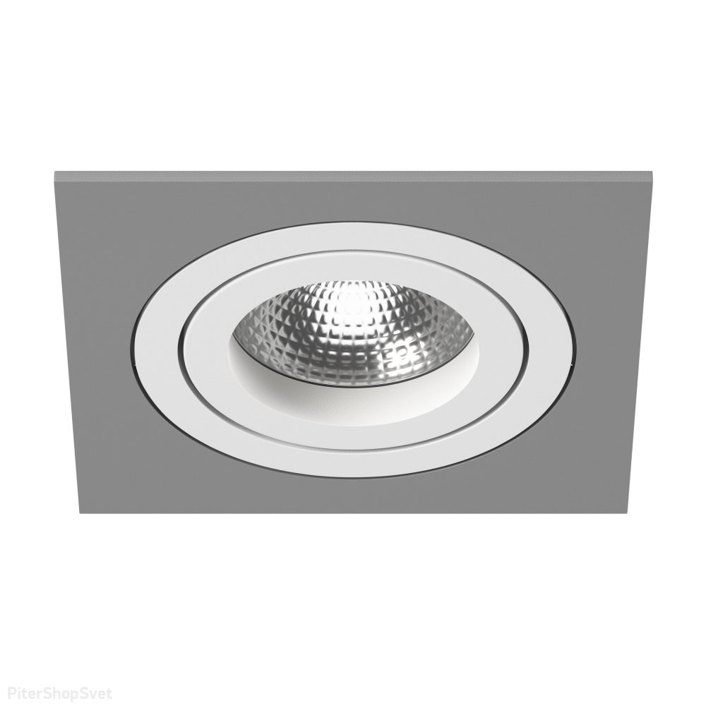 Серо-белый квадратный встраиваемый поворотный светильник «Intero 16 Quadro» i51906