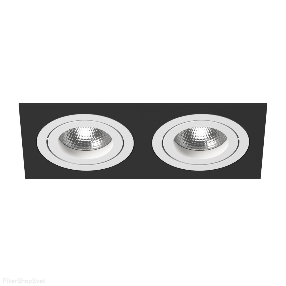 Двойной чёрно-белый встраиваемый прямоугольный светильник «Intero 16 Double Quadro» i5270606