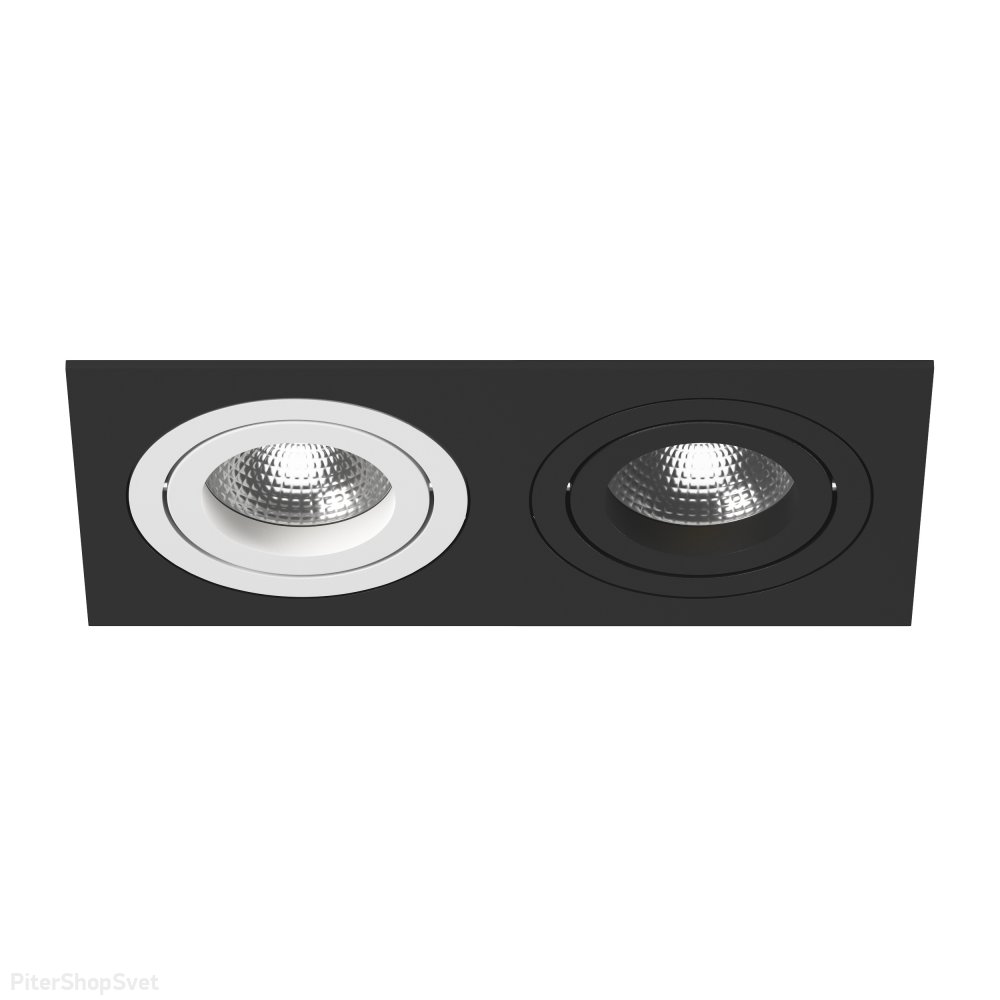 Двойной чёрно-белый встраиваемый прямоугольный светильник «Intero 16 Double Quadro» i5270607