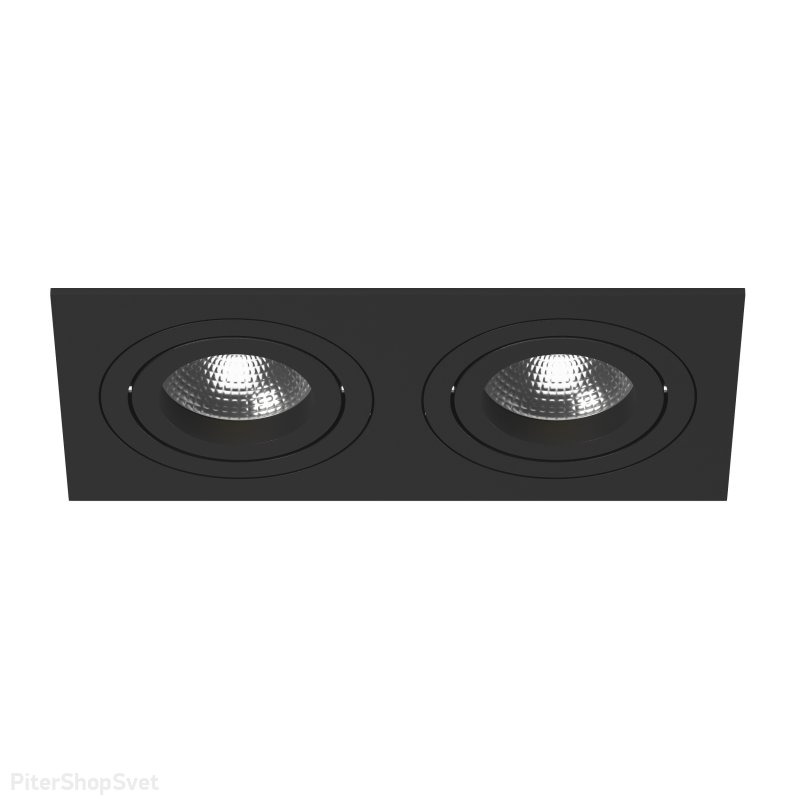 Двойной чёрный поворотный встраиваемый светильник «Intero 16» i5270707