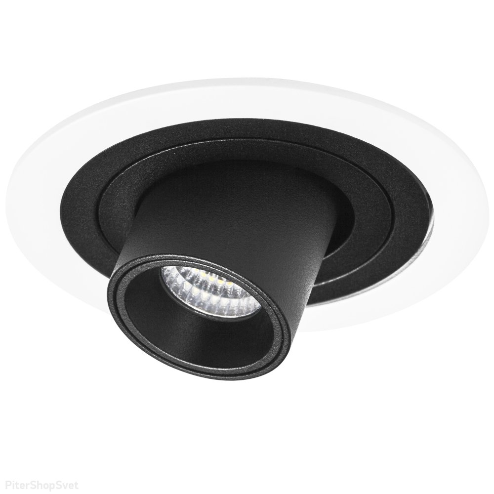 Бело-чёрный встраиваемый круглый поворотный светильник 7Вт 3000К «Intero Tubo Led» i616172