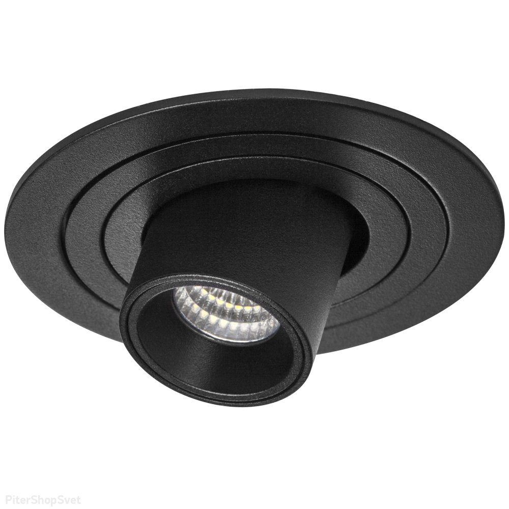 Чёрный встраиваемый круглый поворотный светильник 7Вт 3000К «Intero Tubo Led» i617172