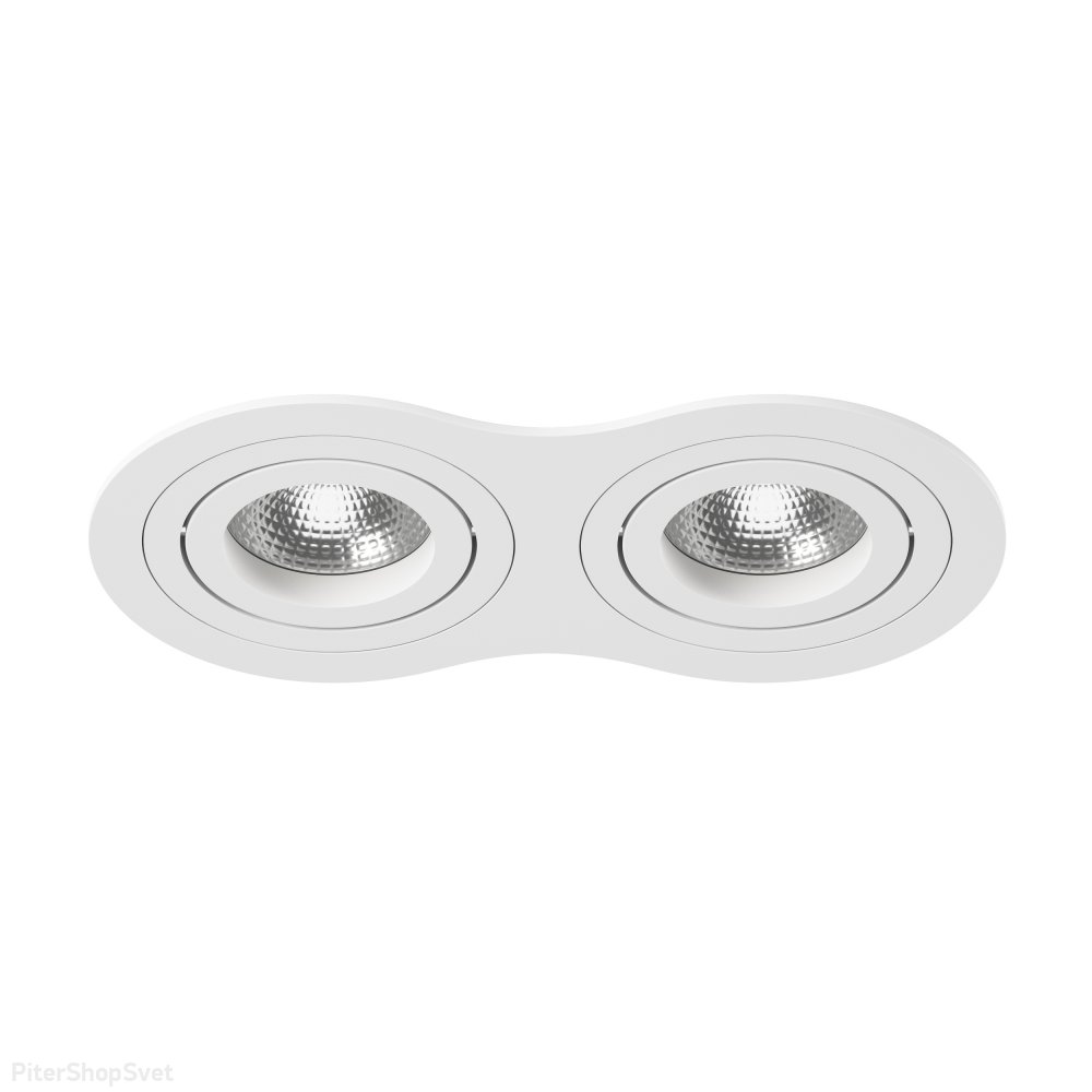 Двойной белый встраиваемый круглый поворотный светильник «Intero 16 Double» i6260606