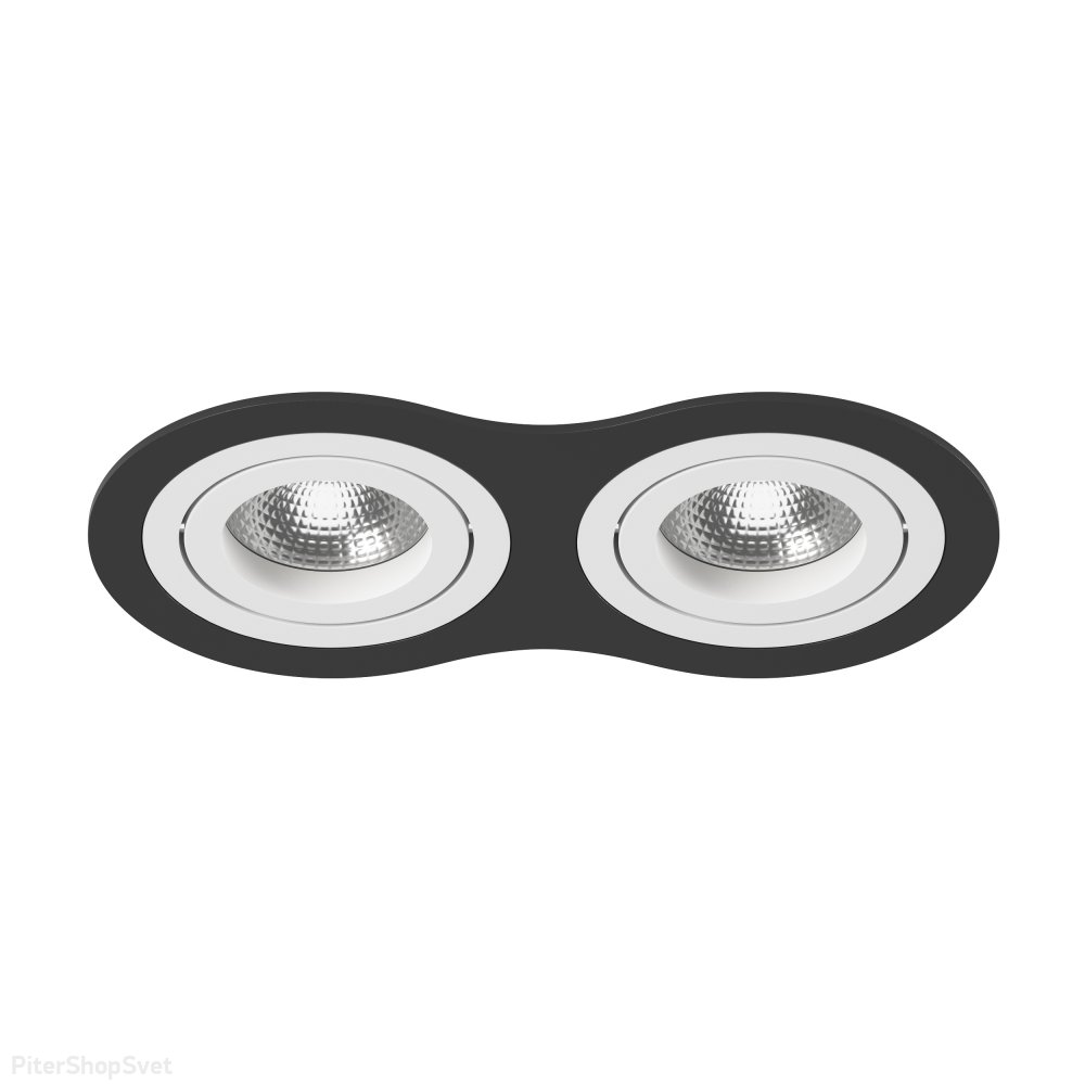 Чёрно-белый двойной встраиваемый круглый поворотный светильник «Intero 16 Double» i6270606