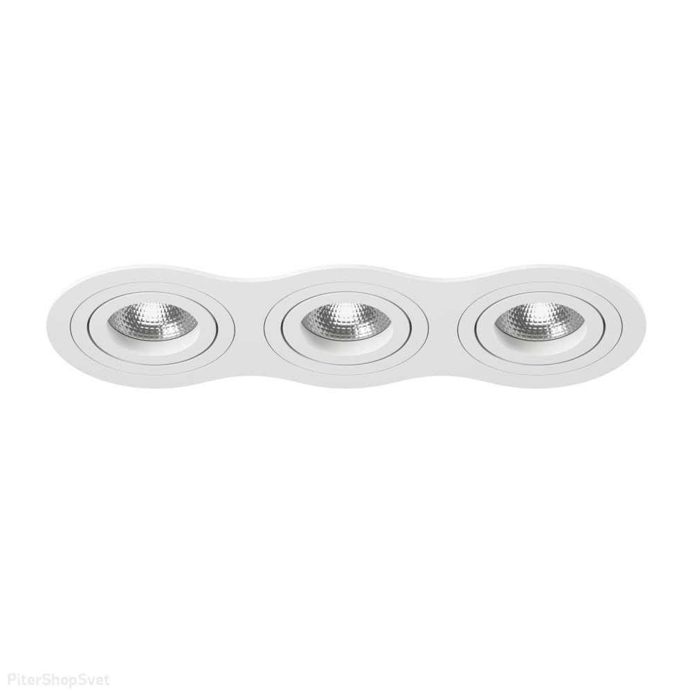 Белый тройной встраиваемый круглый поворотный светильник «Intero 16 Triple Round» i636060606