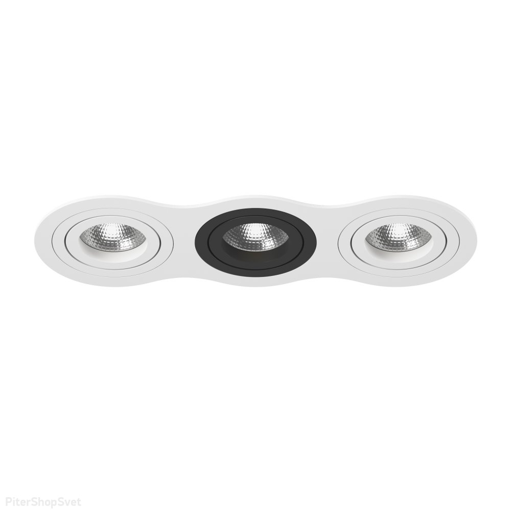Тройной встраиваемый круглый поворотный светильник «Intero 16 Triple Round» i636060706